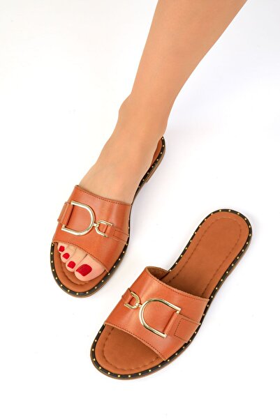 SOHO Genuine Leather Tan Women's Slippers - 19480