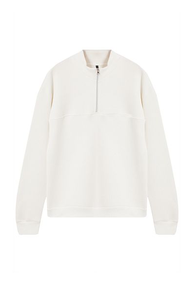 Trendyol Collection Φούτερ Ecru Oversize Fleece με φερμουάρ - Stand Collar TMNAW25SW00031