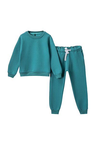 TRENDYOLKIDS Mint Knitted Printed Bottom-Top Set - TKDAW25AU00017