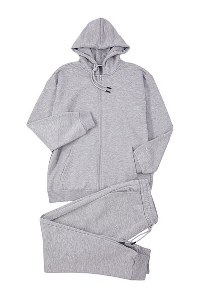 Trendyol Collection Σετ φόρμας με κουκούλα Oversize γκρι Melange - TMNAW25EM00000