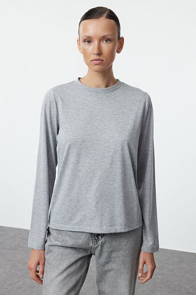Trendyol Collection Černošedé 2-balení – 100% bavlna Tričko s výstřihem TWOAW25TS00001
