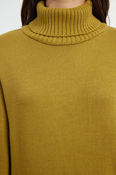 Trendyol Modest Φόρεμα με φαρδύ μανίκι λαδί πράσινο πλεκτό - TCTAW25EB00036