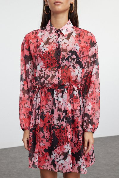 Trendyol Collection Chiffon Woven - Μαύρο Μίνι Φόρεμα, Ανοιγόμενη μέση, Φόδρα TWOAW24EL00841