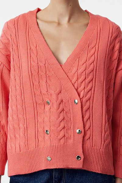 Trendyol Collection Pink Double Set - Double Breasted Detailed Blouse and Cardigan Knitwear Twoaw25Hi00033