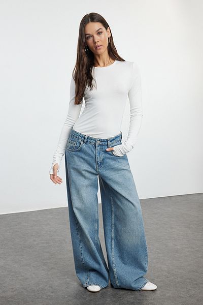 Trendyol Collection Ecru kötött blúz rugalmas puha szövettel - orrrészlet TWOAW25BZ00014