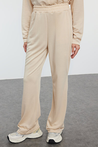 Trendyol Modest Cream Asymmetric Cut Summer Sweat-Free Travel Suit Knitted Bottom-Top Suit Tctaw25Us00062