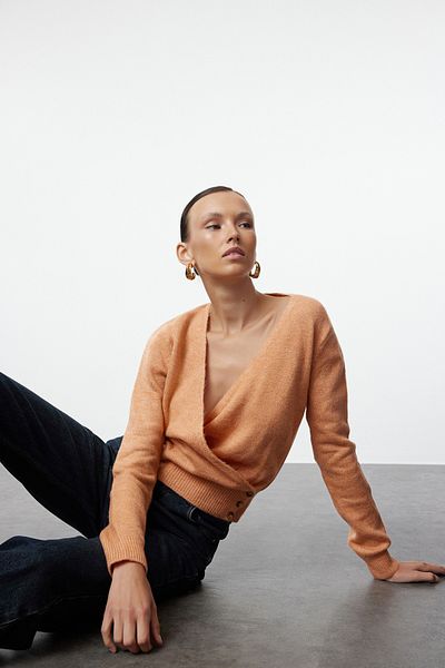 Trendyol Collection Soft Textured Salmon Knitwear Cardigan - TWOAW24HI00319