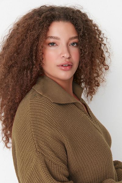 Trendyol Curve Camel Color Shirt Collar Knitwear Sweater - Thessaloniki Knit TBBAW23AN00081