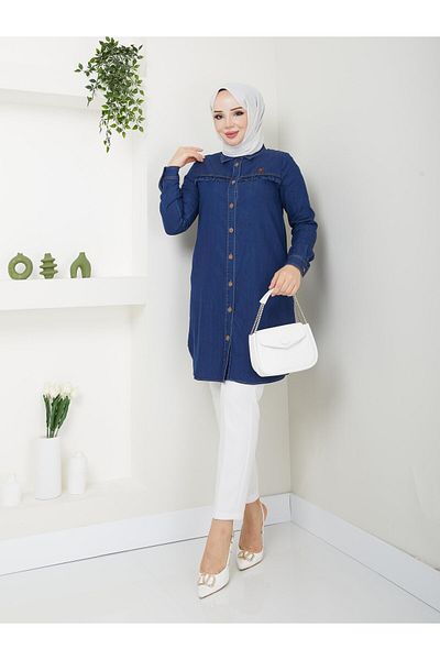 Doque Cămașă cu tunică de vară pentru femei - Blugi sport subțiri 61006 61129