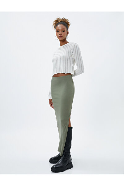 Koton Long Maxi Skirt Slit and Ribbed