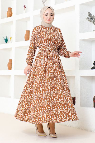 ModaMerve Rochie cu imprimeu latte - HBS9583