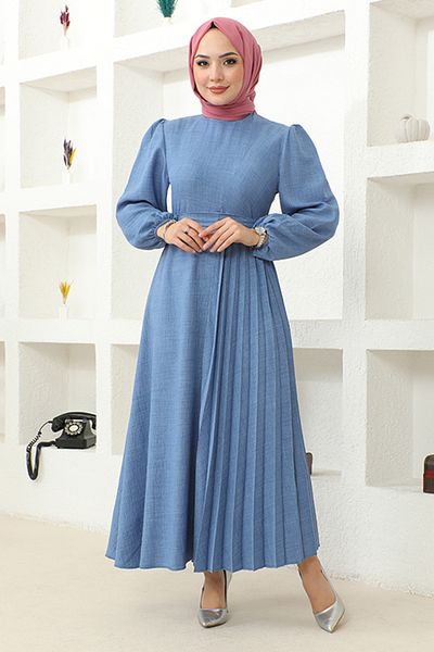 ModaMerve Rochie cu curea albastră - HBS4011