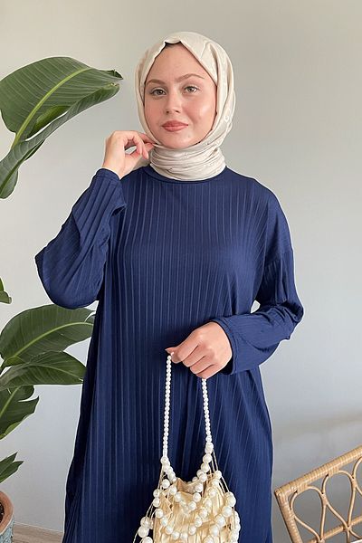 InStyle Navy Blue Mila Pleated Trousers and Tunic Set