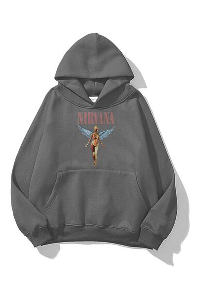 Trendiz Unisex mikina Nirvana Utero s kapucí antracitová