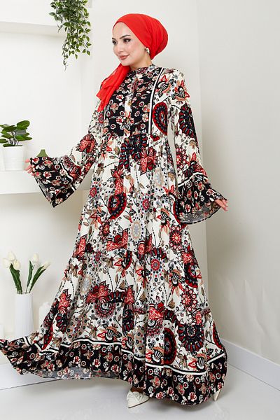 ModaMerve Black Buttoned Dress - MDP7113