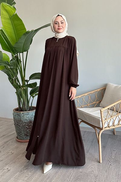InStyle Hořká hnědá plisovaná Medina Silk Ferace
