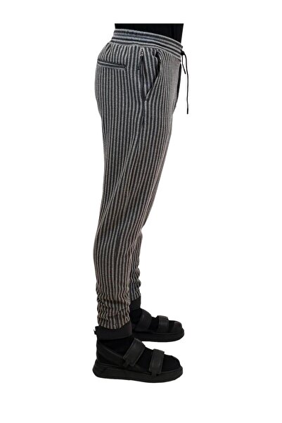 Geco Τσέπες με ρίγες ανθρακί με φλοτέρ - Πλεκτό σχέδιο στο κάτω μέρος