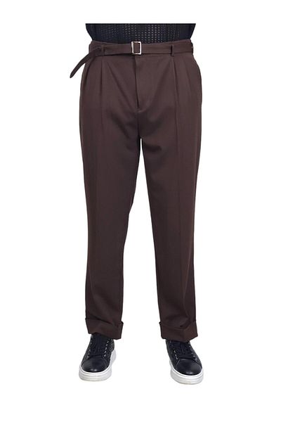 Geco Oversize Brown Belted Trousers