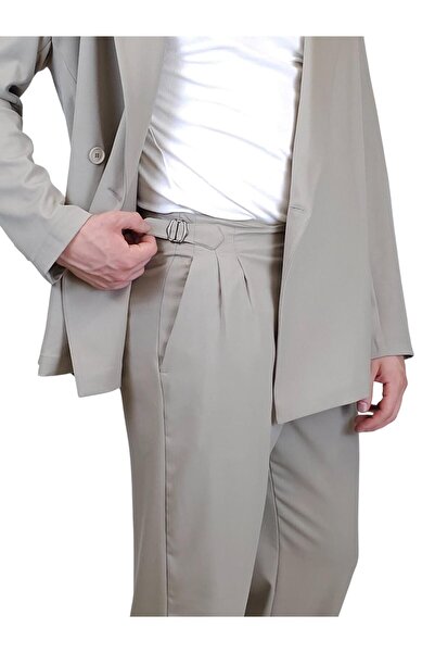 Geco Μπεζ Χρώμα - Υφασμάτινο Παντελόνι Oversize