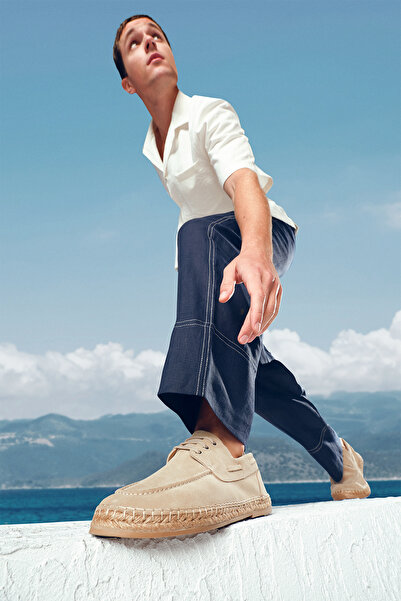 Derimod Beige Suede Leather Men's Espadrille - 24sfd 616410