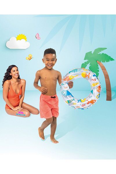 hediyecik Intex Fish Patterned Children's Set - Pool and Sea 51 Cm, 3-6 Years