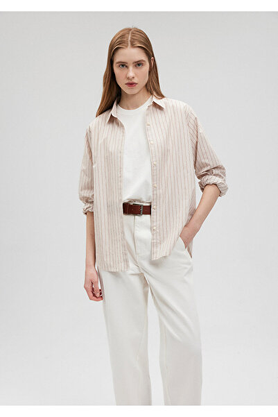 Mavi Çizgili Bej Gömlek Regular Fit / Normal Kesim 1210750-87001