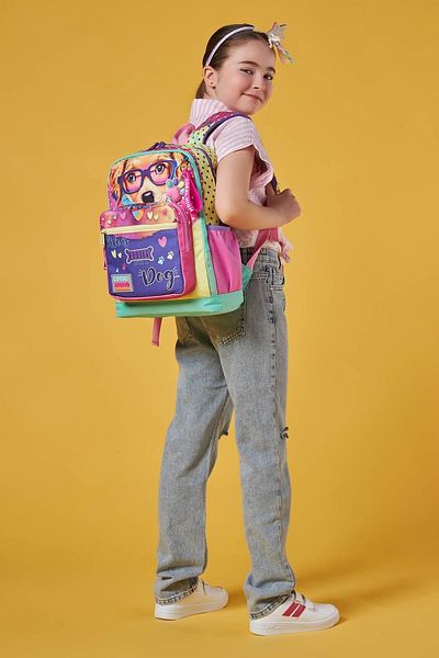 Coral High Set de 3 geanți de școală pentru câini, galben roz