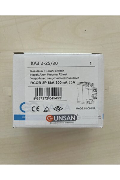 Günsan 2x25 A 30ma 25 Amper Kaçak Akım Koruma Rölesi