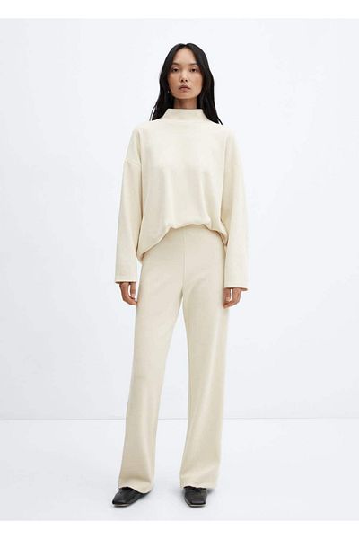 MANGO Woman Corduroy Perkins Collar Sweatshirt