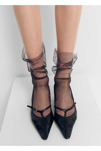 MANGO Woman Leather Shoes with Buckle and Open Back