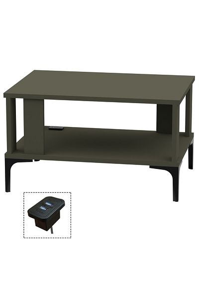 Mahmayi Lava Grey Coffee Table with USB Port & Storage - Modern, Durable, Easy Maintenance