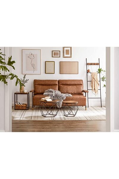 Mahmayi Vasagle Rustic Brown & Black Coffee Side Table Set of 2 - Industrial Style for Any Room