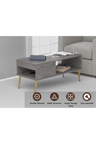 Mahmayi Modern Coffee Table with Storage Shelf & Compartment - Durable & Stylish for Any Room