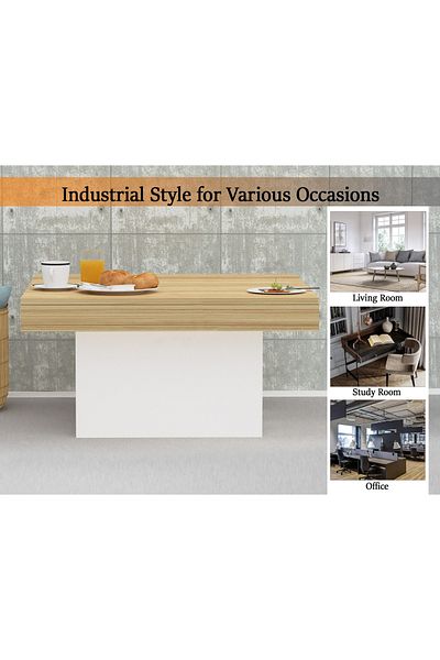 Mahmayi Modern Square Coffee Table - Coco Bolo & White, Durable, Space-Saving, Easy Maintenance