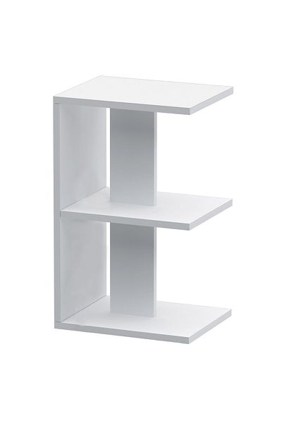 Mahmayi Modern White Nightstand with 3 Open Shelves for Bedroom & Living Room - Easy to Assemble