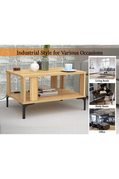 Mahmayi Modern Coffee Table with USB Port & Storage - Coco Bolo, Durable & Stylish for Any Room