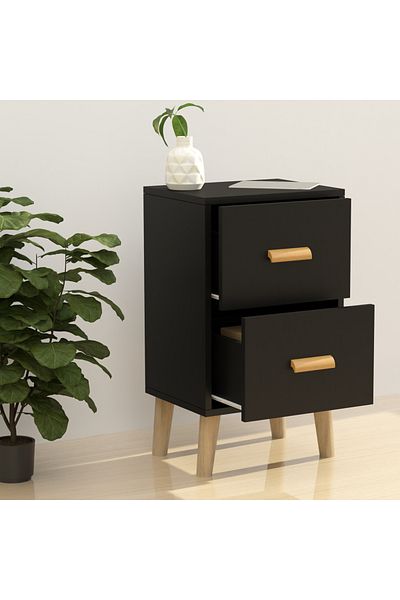 Mahmayi Modern Dual-Drawer Nightstand Set – Elegant Wooden Storage Tables for Home (Pack of 2)
