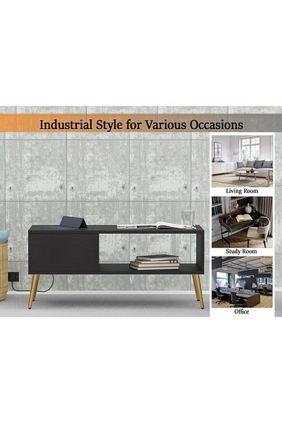 Mahmayi Modern Black Coffee Table w/ USB Port & Storage - Ideal for Living Room, Study, Office