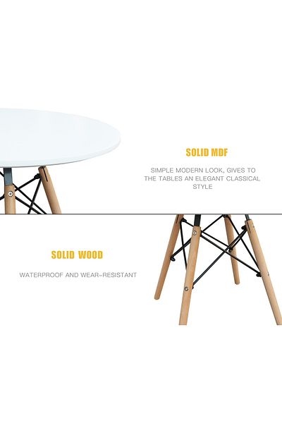 Mahmayi Modern Round Coffee Table Set of 3 - Stylish, Versatile, Easy Assembly - White