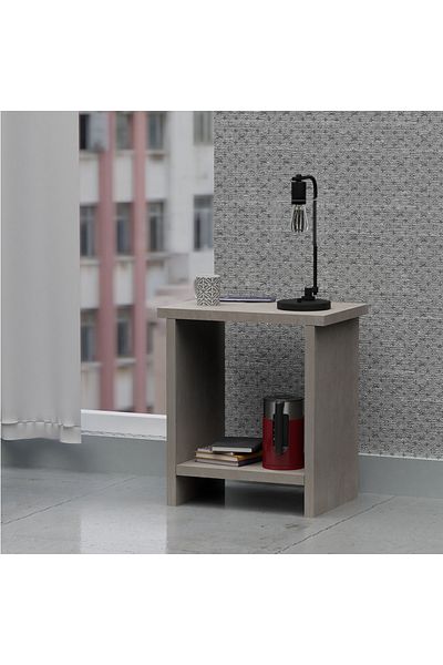 Mahmayi Modern White Concrete Nightstand with Storage - Versatile, Elegant, Easy Assembly