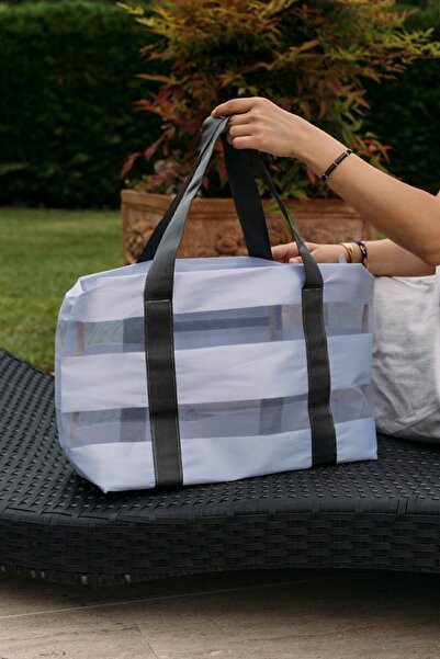 Arma House Сумка Boy Bag Lila в смужку, прозора, XL, пляжна сумка