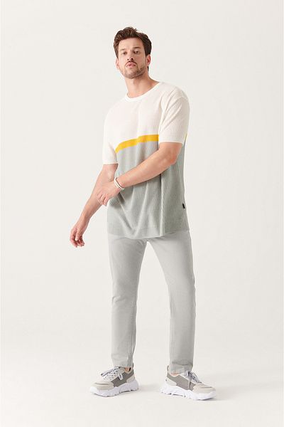 Avva Men's Gray Flexible Slim Fit Trousers A21y3037