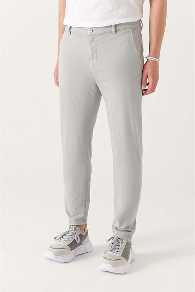 Avva Men's Gray Flexible Slim Fit Trousers A21y3037