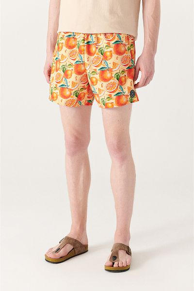 Avva Orange bedruckte Badeshorts für Herren A21y3806