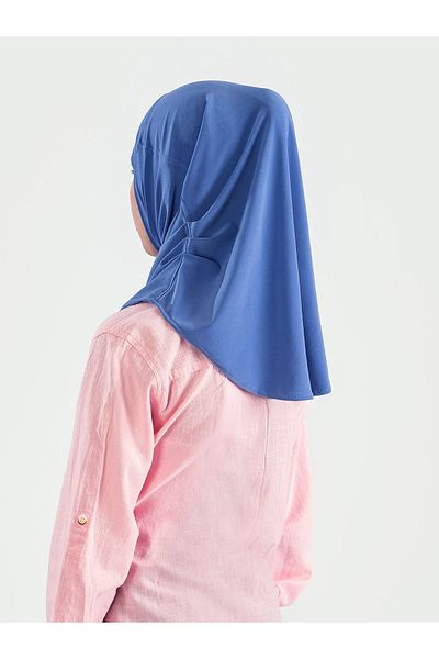 Schaless Lycra Practical Pleated Turban for Kids Ages 6-10 - Blue, 11 Colors