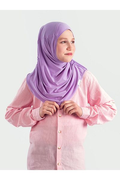 Schaless Lilac Children's Turban - Sandy Fabric, 11 Colors, Lycra and Practical Use (6-10 Years)