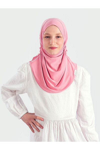 Schaless 11-Color Pink Pleated Children's Turban - Lycra and Practical Use (6-10 Years)