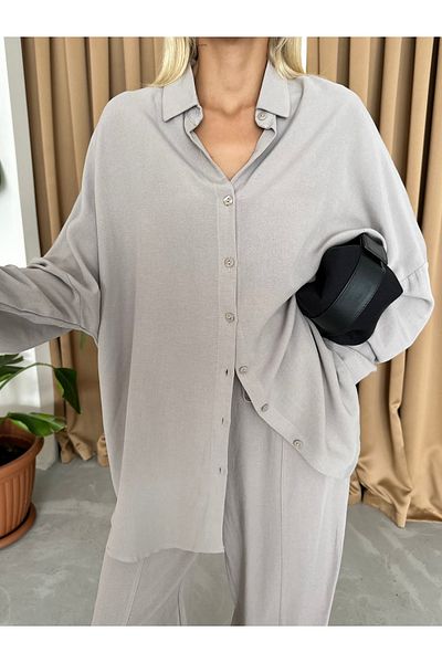 Laluvia Szürke vászoning Shalwar nadrág alsó felső szett