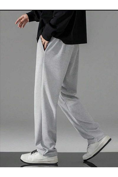 yg ydn giyim MEn's Gray Straight LEg SwEatpants - ComfortablE WEar, WiDE Baggy Fit