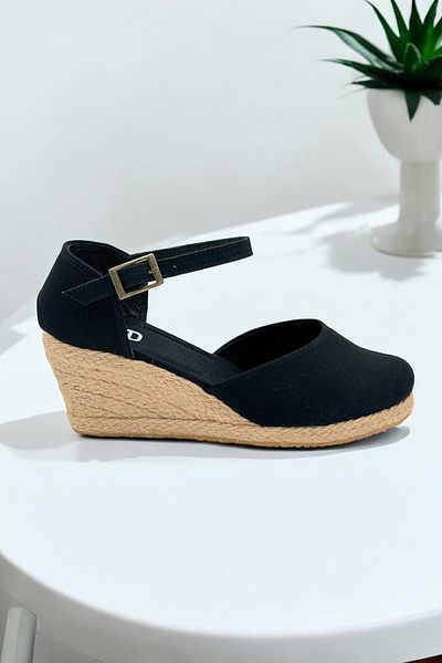 Y&D Shoes Wedge Heel Open Back Linen Sandals